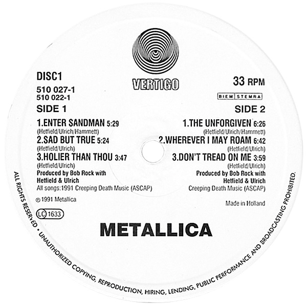 Metallica - Black Album - Audiosfera Records